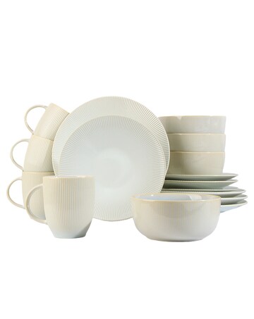 16pc Reactive Glaze Cream Dinner Set