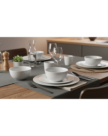 18pc White Rim Dinner Set