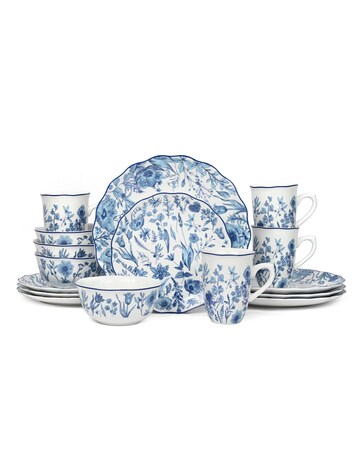 16pc Blue Floral Dinner Set