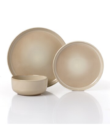 12pc Cream Reactive Glaze Stoneware