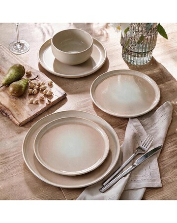 12pc Cream Reactive Glaze Stoneware