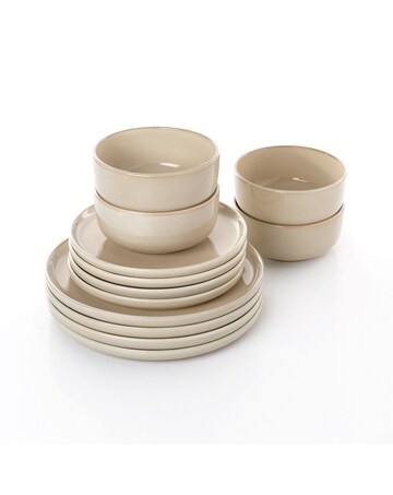12pc Cream Reactive Glaze Stoneware