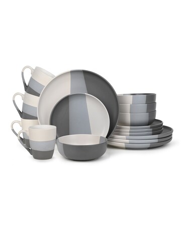 16pc 3tone Dipped Grey Set