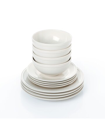12pc Cream Ring Stoneware Lipped