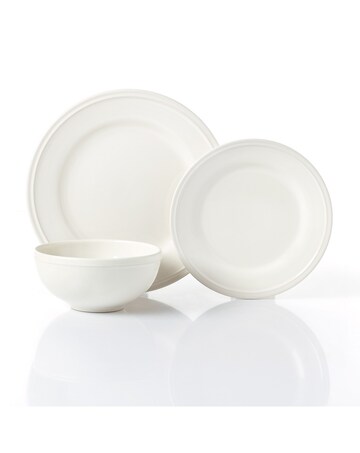12pc Cream Ring Stoneware Lipped