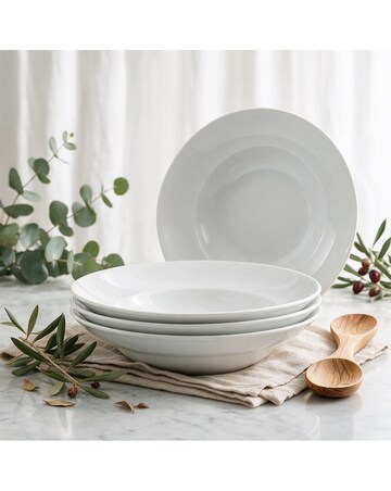 4pc White Large Pasta Bowls
