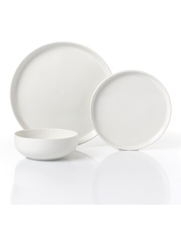 12pc White Porcelain Lipped Dinner Set