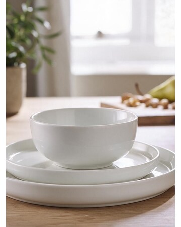 12pc White Porcelain Lipped Dinner Set