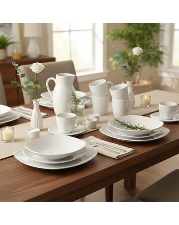 54pc White Square Athena Dinner Set