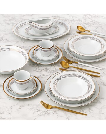 35pc Gold Swirl Dinner Set
