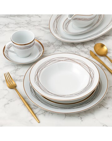35pc Gold Swirl Dinner Set