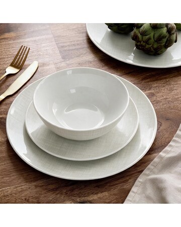 12pc Linen Texture Pad Print Dinner Set