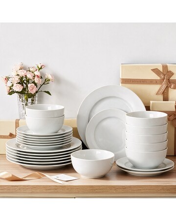 24pc White Rim Dinner Set