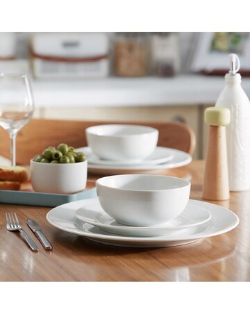 24pc White Rim Dinner Set