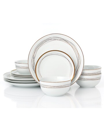 12pc Gold Swirl Dinner Set