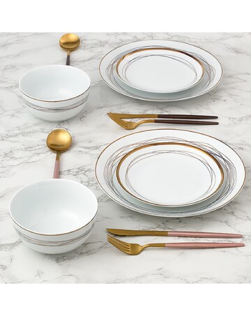 12pc Gold Swirl Dinner Set