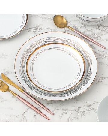 12pc Gold Swirl Dinner Set