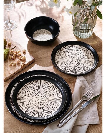 12pc Aura Black Stoneware Dinner Set
