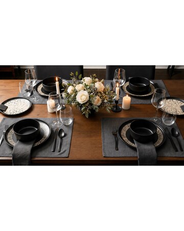 12pc Aura Black Stoneware Dinner Set