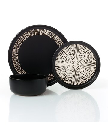 12pc Aura Black Stoneware Dinner Set