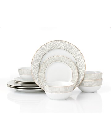 12pc Premium Diamond & Gold Dinner Set