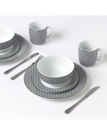 16pc Black Diamond Dinner Set with