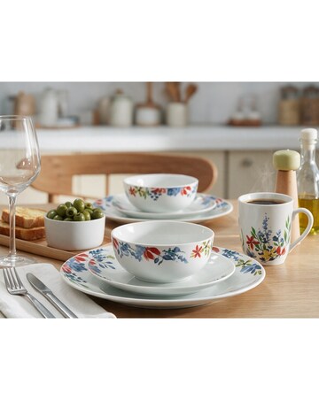16pc Watercolour Floral Dinner Set