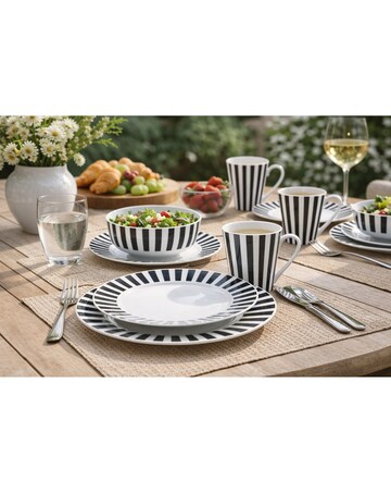 24pc Black Split Stripe Dinner Set