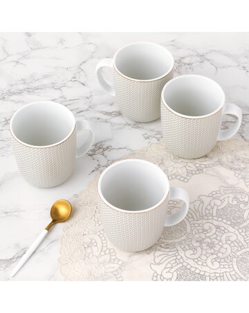 4pk Premium Diamond and Gold Mug Set