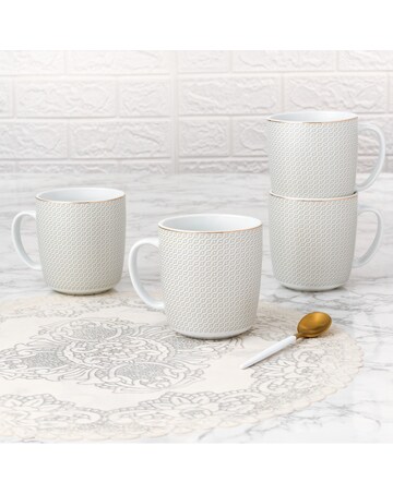 4pk Premium Diamond and Gold Mug Set