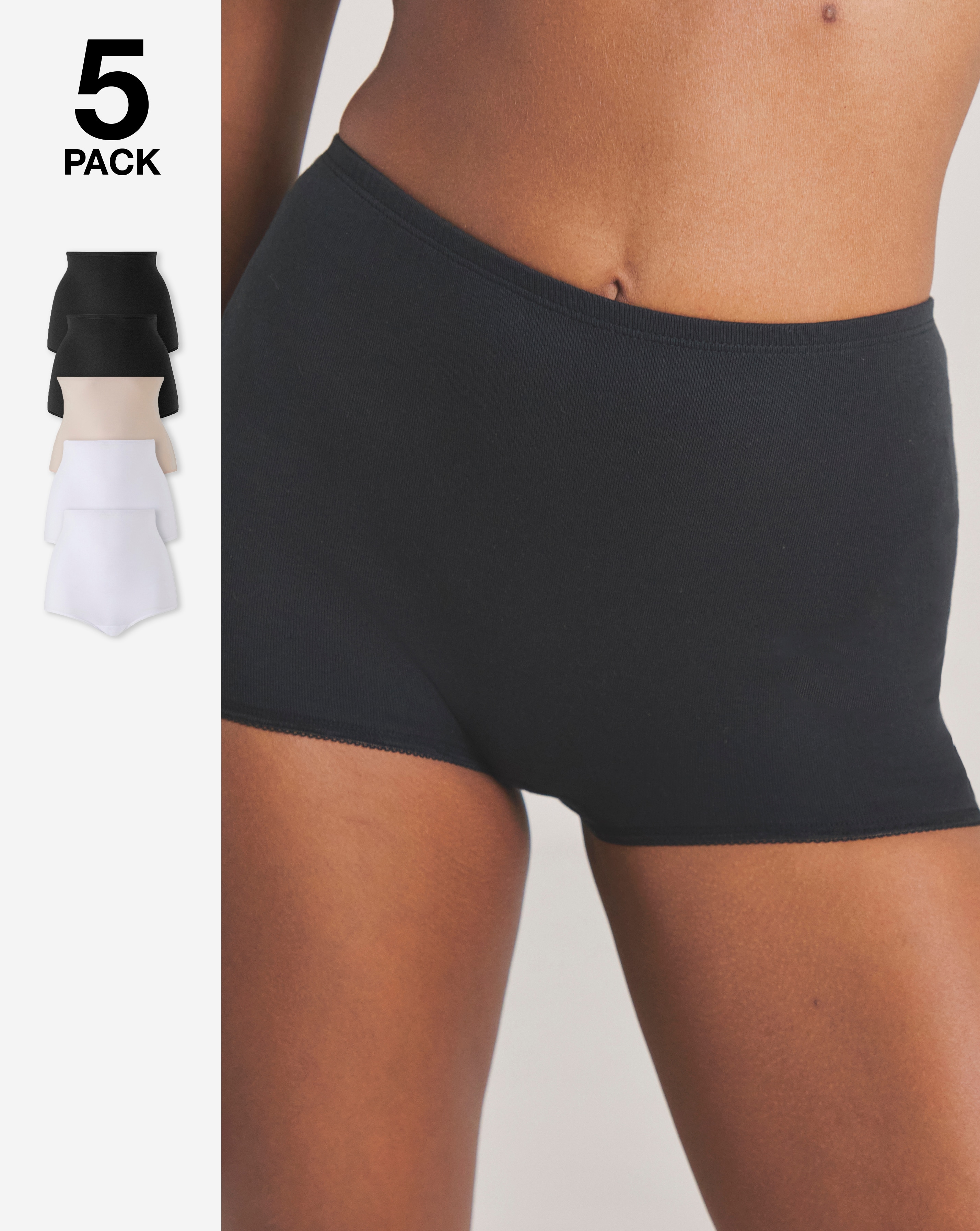 5 Pack Comfort Shorts Black/White/Blush
