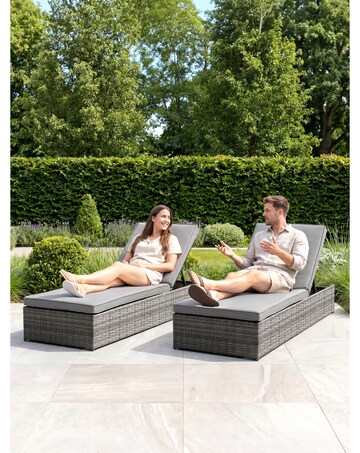 Charles Bentley Rattan Sun Lounger Grey