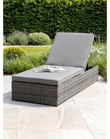Charles Bentley Rattan Sun Lounger Grey