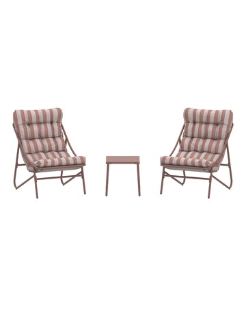 Charles Bentley Porto Relaxing Terracotta Stripe Bistro Set