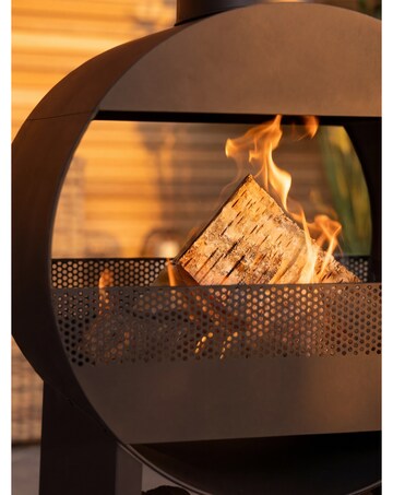 Charles Bentley Black Powder Coated Steel Modern Chimenea