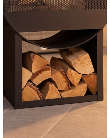 Charles Bentley Black Powder Coated Steel Modern Chimenea