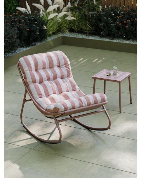 Charles Bentley Porto Relaxing Terracotta Stripe Rocking Chair