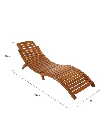 Charles Bentley Folding Curved FSC Wooden Sun Lounger