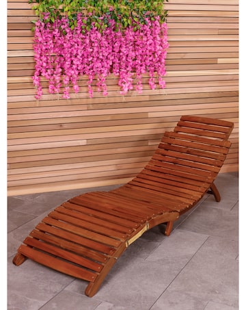 Charles Bentley Folding Curved FSC Wooden Sun Lounger