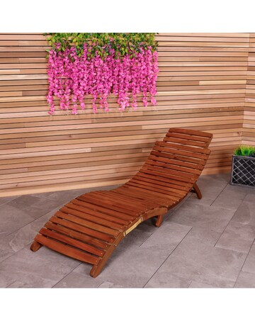 Charles Bentley Folding Curved FSC Wooden Sun Lounger