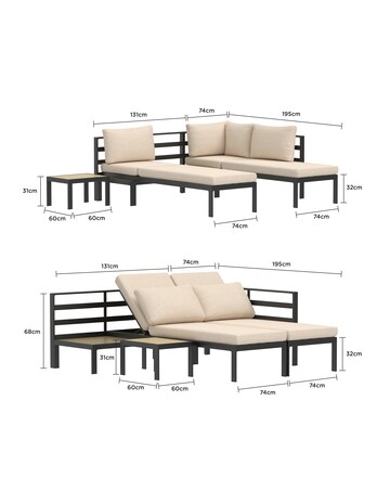 Charles Bentley Lagos 4 Piece Multi-Way Aluminium Sofa Set