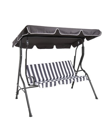 Charles Bentley 2 Seater Garden Swing Seat / Hammock - Grey Stripe
