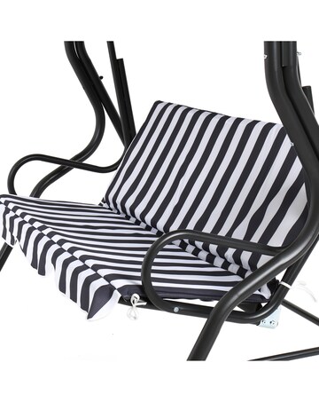 Charles Bentley 2 Seater Garden Swing Seat / Hammock - Grey Stripe