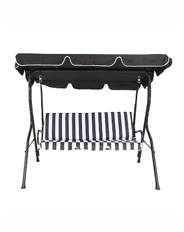 Charles Bentley 2 Seater Garden Swing Seat / Hammock - Grey Stripe
