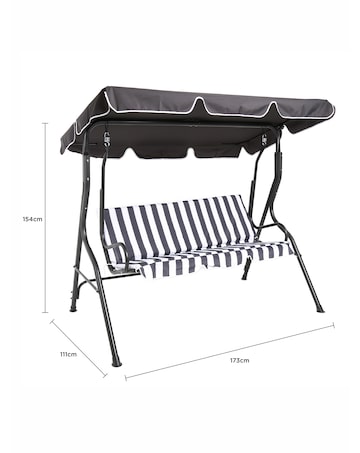 Charles Bentley 2 Seater Garden Swing Seat / Hammock - Grey Stripe