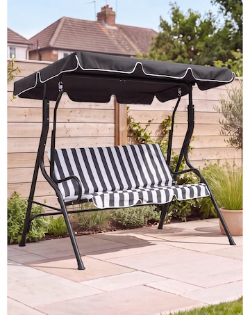 Charles Bentley 2 Seater Garden Swing Seat / Hammock - Grey Stripe