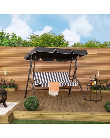 Charles Bentley 2 Seater Garden Swing Seat / Hammock - Grey Stripe