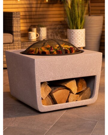 Charles Bentley Square Magnesium BBQ Fire Pit with Mesh Cover