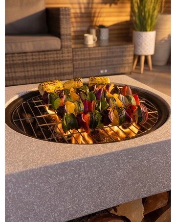 Charles Bentley Square Magnesium BBQ Fire Pit with Mesh Cover