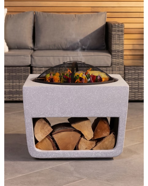 Charles Bentley Square Magnesium BBQ Fire Pit with Mesh Cover